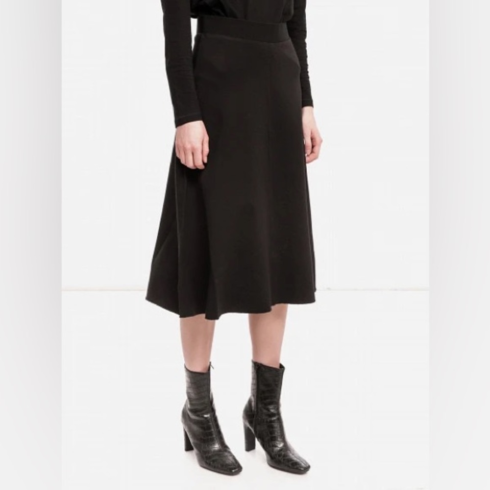 Tom Tailor Black A-Line Midi Skirt Size 6 Classic Minimal